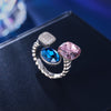 New Adjustable Zircon Crystal Square Circle Opening Ring