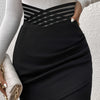 Ladies' Solid Color Fashionable Versatile Cross Hollow Asymmetric Hem Skirt