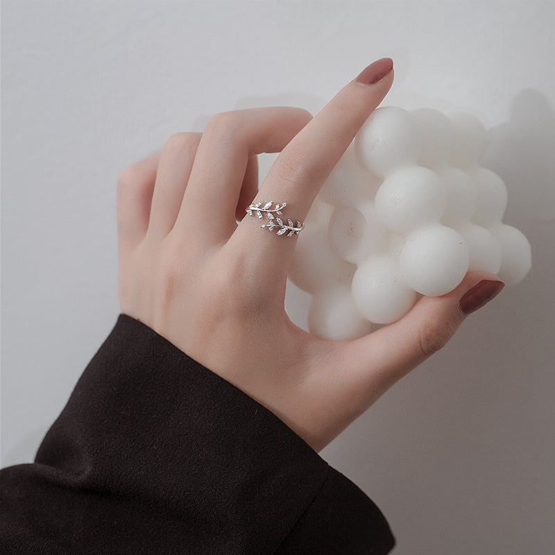 Leaves Sterling Silver Ring Women's ins Trendy Cold Style Simple Fashion Personality Girlfriend Index Finger Hand Jewelry Niche Design