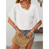 Womens Tops Dressy Casual 3 4 Sleeve Asymmetrical V Neck Work Shirts Blouses