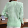 Womens Textured Long Sleeve Sweater Crewneck Pullover Dressy Casual Tops 2025 Fall Trendy Outfits