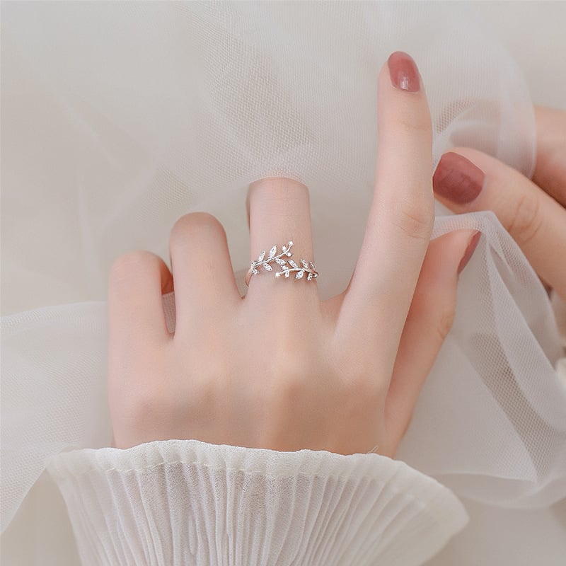 Leaves Sterling Silver Ring Women's ins Trendy Cold Style Simple Fashion Personality Girlfriend Index Finger Hand Jewelry Niche Design