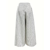 Womens Summer Casual Loose Striped Wide Leg Lounge Pants Elastic Waist Trousers With Button Details
