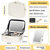 The makeup bag comes with a mirror and a lamp