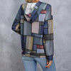 Women's Hooded Geometric Print Drawstring Fashionable Casual Hoodie Top
