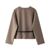 Clothing With Belt Soft V-neck Long Sleeve Jacket Coat