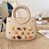 Mini EVA Beach Square Shell Handbag with DIY Hole Pattern