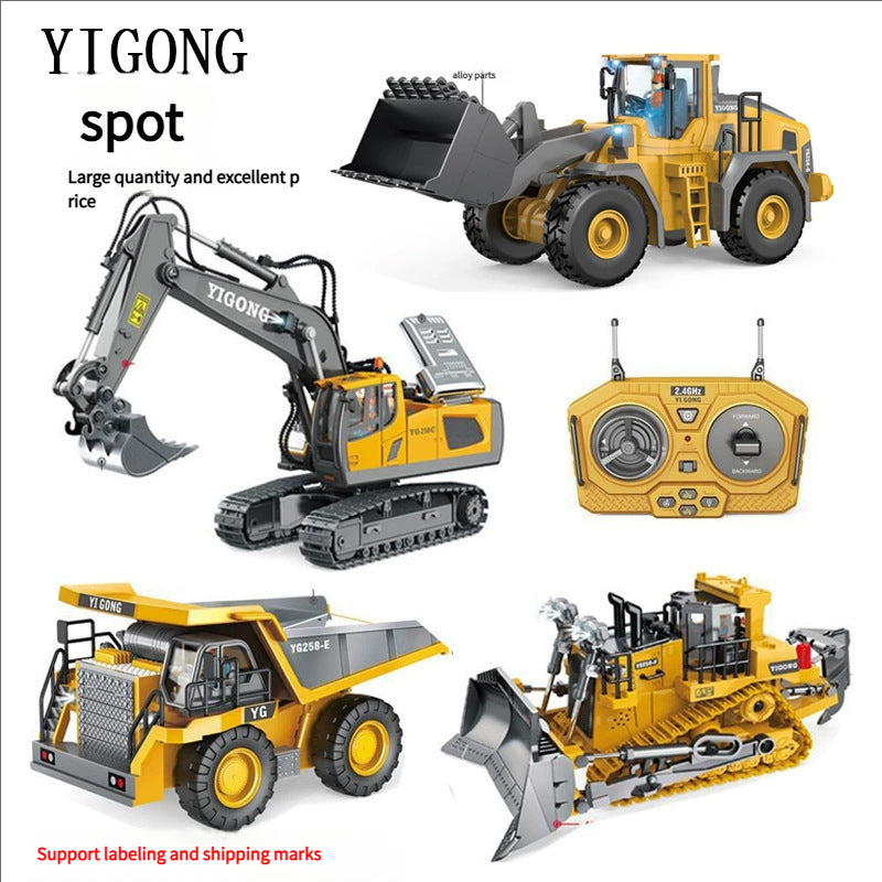 children's remote control excavator engineering vehicle alloy digging dump truck bulldozer toys