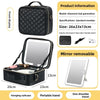 The makeup bag comes with a mirror and a lamp