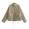 Large Pocket Lace-up Long Sleeve Cotton Coat Jacket Washed Cotton-padded Coat For Women