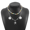 Personalized conch and starfish pendant necklace earrings