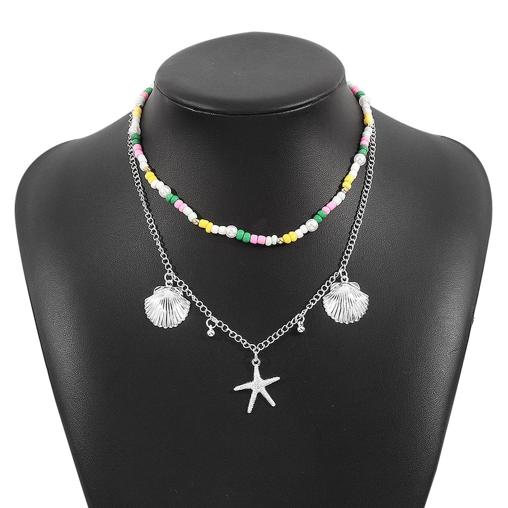 Personalized conch and starfish pendant necklace earrings