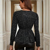 Women's Asymmetrical Hem Solid Color V-Neck Long Sleeve Blouse - Stylish Casual Flash Top For Spring&Fall