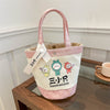 Cartoon-printed bucket bag