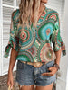 Short Sleeve Printed V-neck Pullover Casual Top Women