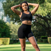 Leggings - 3 Points High Waist, 3 Black Medium Bean Paste, Light Blue