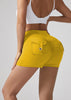 V-waist Stretch Yoga Workwear, Pocket Button Tight Pants, Women's Peach Hip Running And Fitness Shorts