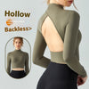 Stand Collar Fallwinter Yoga Wear Long Sleeve Women's Water Drop Semi-fixed Cup Hollow-out Beauty Back