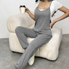 Women's New V-neck Solid Color Camisole With Pocket Details And Ankle Binding Jumpsuit