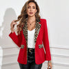 Stitching Leopard Print Lapel Elegant Workplace Elegant Slim Fit Small Business Suit