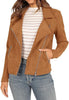Fashion Deerskin Velvet Motorcycle Jacket Zipper Pocket Short Coat
