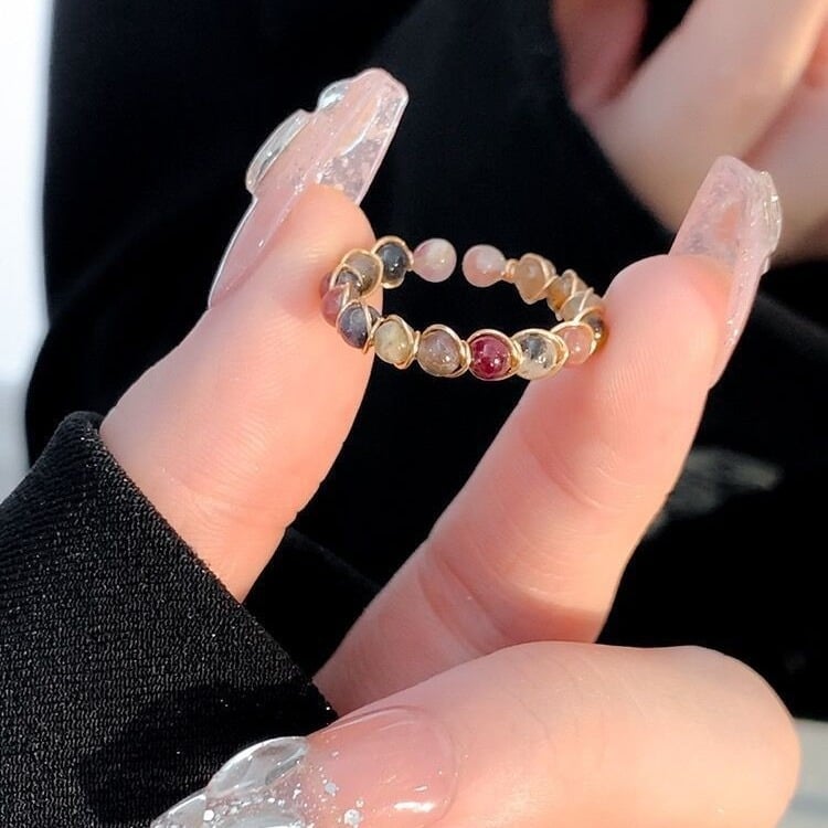 Beaded open ring