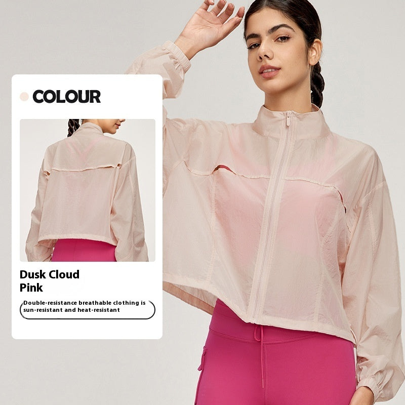 Summer Mountain Stand Collar Sports Jacket Women's Outdoor Breathable Lightweight Cardigan