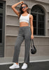 Women's New Button Up Straight Leg Pants With Pocket Loose Yoga Pants