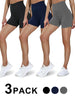 Leggings - 3 Points High Waist, 3 Pairs Of Black, Zhangqing, Dark Gray