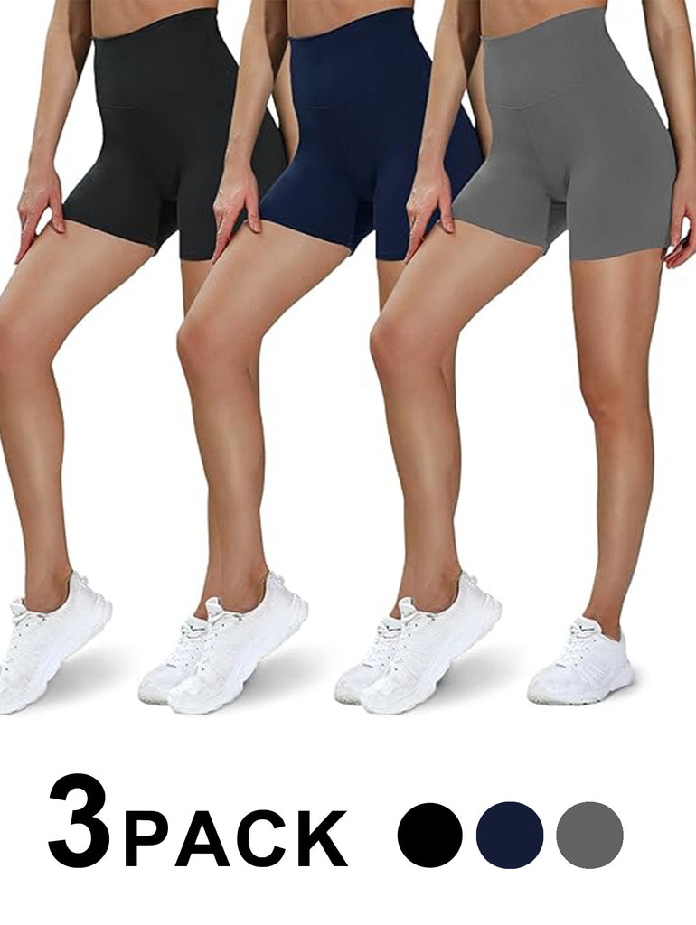 Leggings - 3 Points High Waist, 3 Pairs Of Black, Zhangqing, Dark Gray
