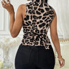 Ladies' Fashionable And Elegant Temperament Versatile Leopard Print Lapel Fashion Vest Top