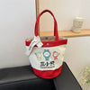 Cartoon-printed bucket bag