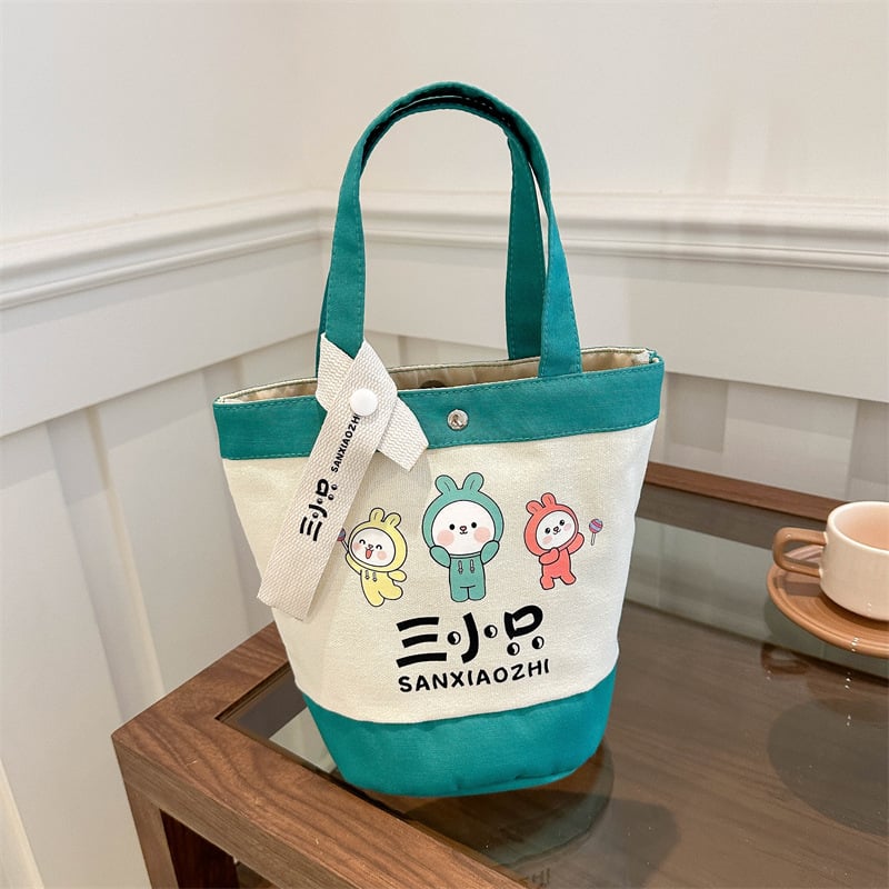 Cartoon-printed bucket bag