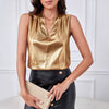 European And American Style Metallic Shirt V-neck Women