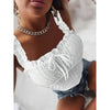 Womens Cute Sleeveless Tank Tops Frill Trim Strap Tie Knot Square Neck Eyelet Blouse