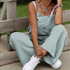 Ladies' Solid Color Casual Sleeveless Adjustable Wide Leg Jumpsuit
