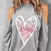 Ladies' Fashionable Casual Solid Color Printed Valentine's Day Love Long Sleeved Autumn And Winter Round Neck Hoodie Top