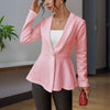 Women's Elegant V-Neck Long Sleeve Textured Beaded Button - Casual Spring & Fall Jacket
