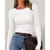 Women Long Sleeve T Shirts Crewneck Slim Fit Tops Going Out Fall Fashion Basic Tee