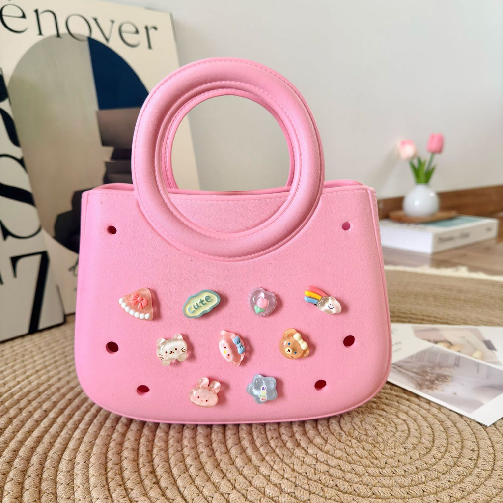 Mini EVA Beach Square Shell Handbag with DIY Hole Pattern