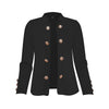 Plus Size Women's Solid Color Double Breasted Long Sleeve Top - Button Cuff Casual & Office Wear