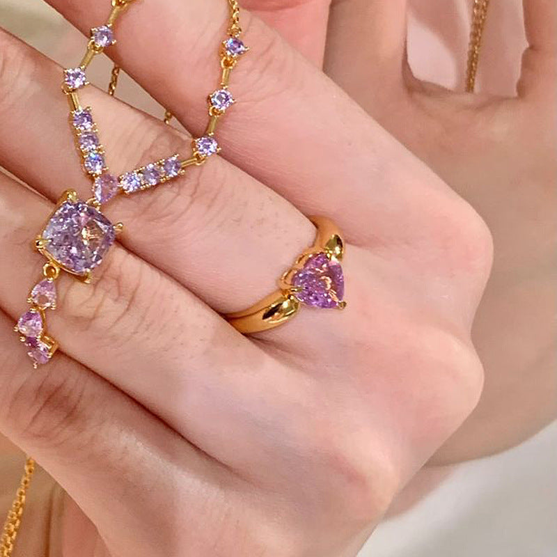 Heart-shaped Purple Flame-Defying Female Ring
