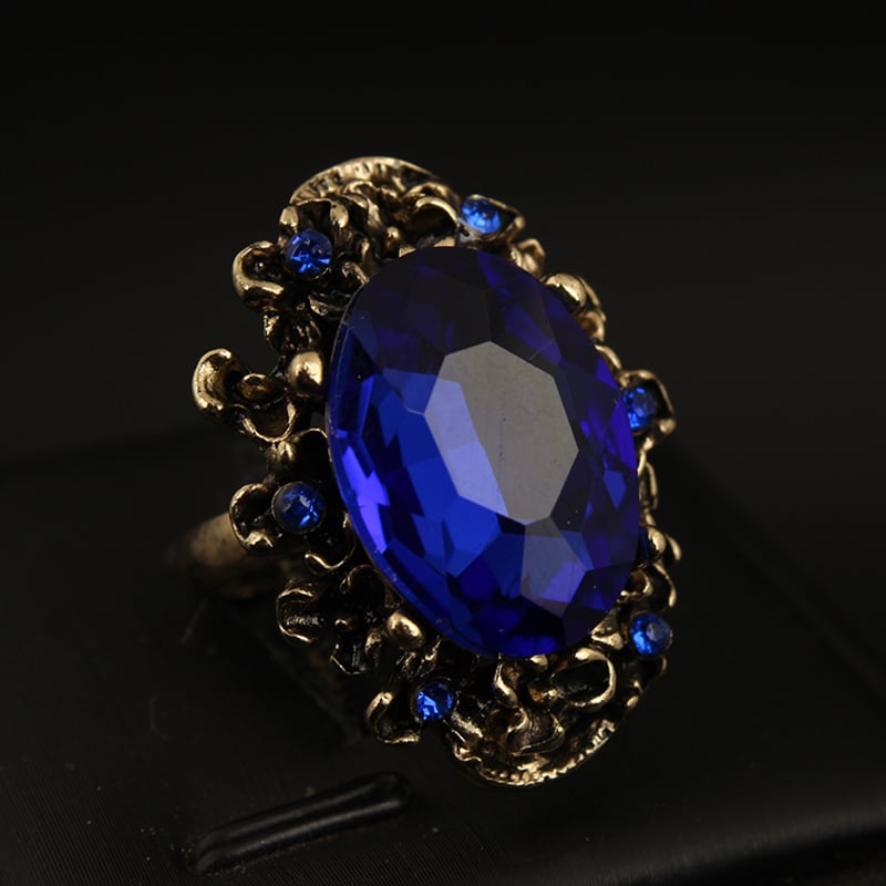 Crystal adjustable ring for women