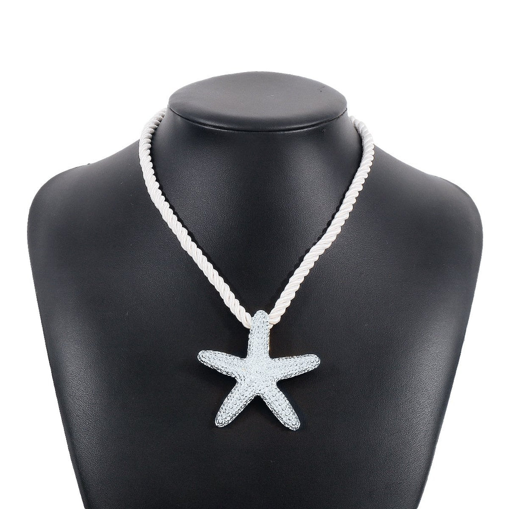 Personalized conch and starfish pendant necklace earrings