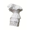 Womens Sexy Off Shoulder Rompers Summer Ruffle Short Sleeve Tiered Short Jumpsuits