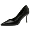 Women's slender and pointed-toe French-style large-sized low-heeled slip-on shoes