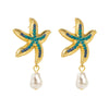 Personalized conch and starfish pendant necklace earrings