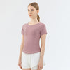 Mesh Stitching Yoga Short-sleeved Sports T-shirt Women's Round Neck Top