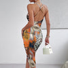 Ladies' Leopard Print Elegant Slimming Vacation Style Suspender Sexy Off Shoulder Dress