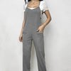 Women's New V-neck Solid Color Camisole With Pocket Details And Ankle Binding Jumpsuit
